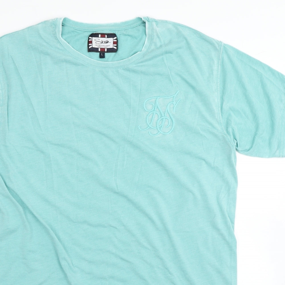 SikSilk Mens Blue    T-Shirt Size L