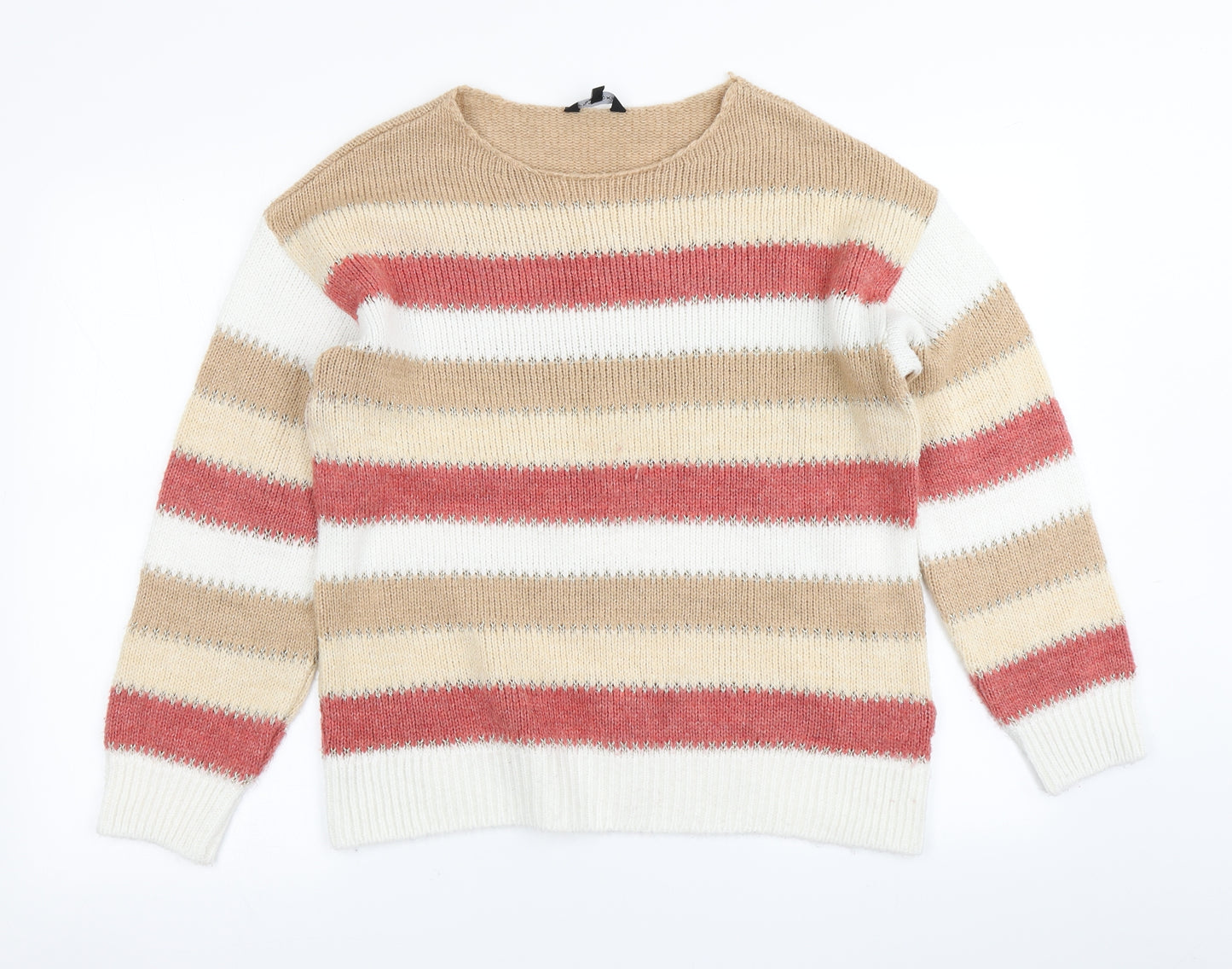 Peacocks Womens Brown Striped Knit Pullover Jumper Size M