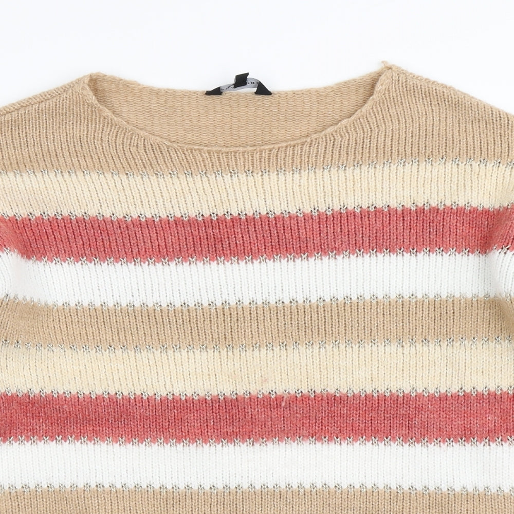 Peacocks Womens Brown Striped Knit Pullover Jumper Size M
