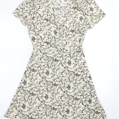 Missguided Womens Ivory Floral  Fit & Flare  Size 4