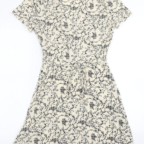 Missguided Womens Ivory Floral  Fit & Flare  Size 4