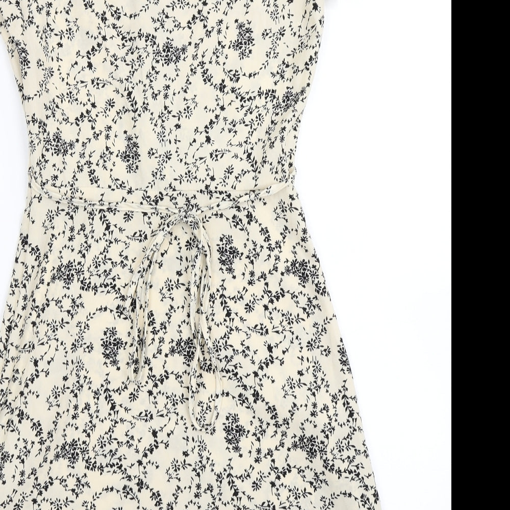 Missguided Womens Ivory Floral  Fit & Flare  Size 4