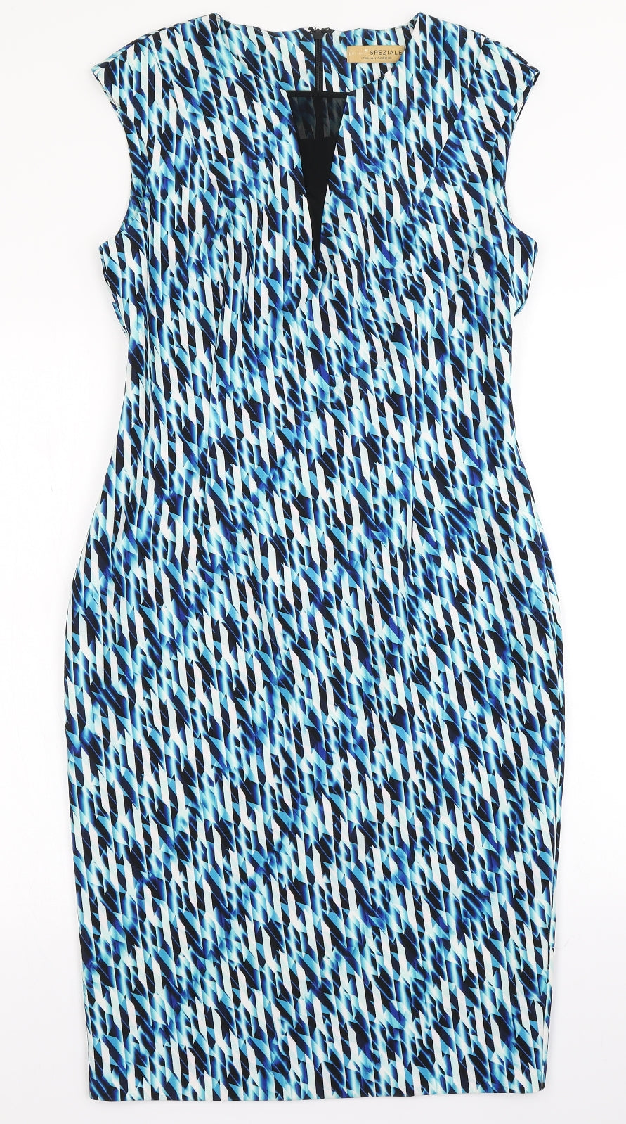 Per Una Womens Blue Geometric  Pencil Dress  Size 12