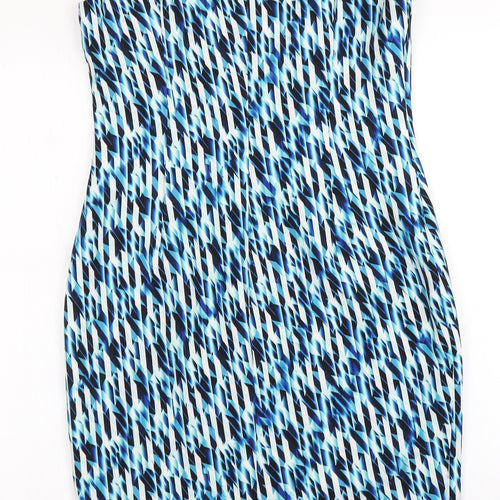 Per Una Womens Blue Geometric  Pencil Dress  Size 12