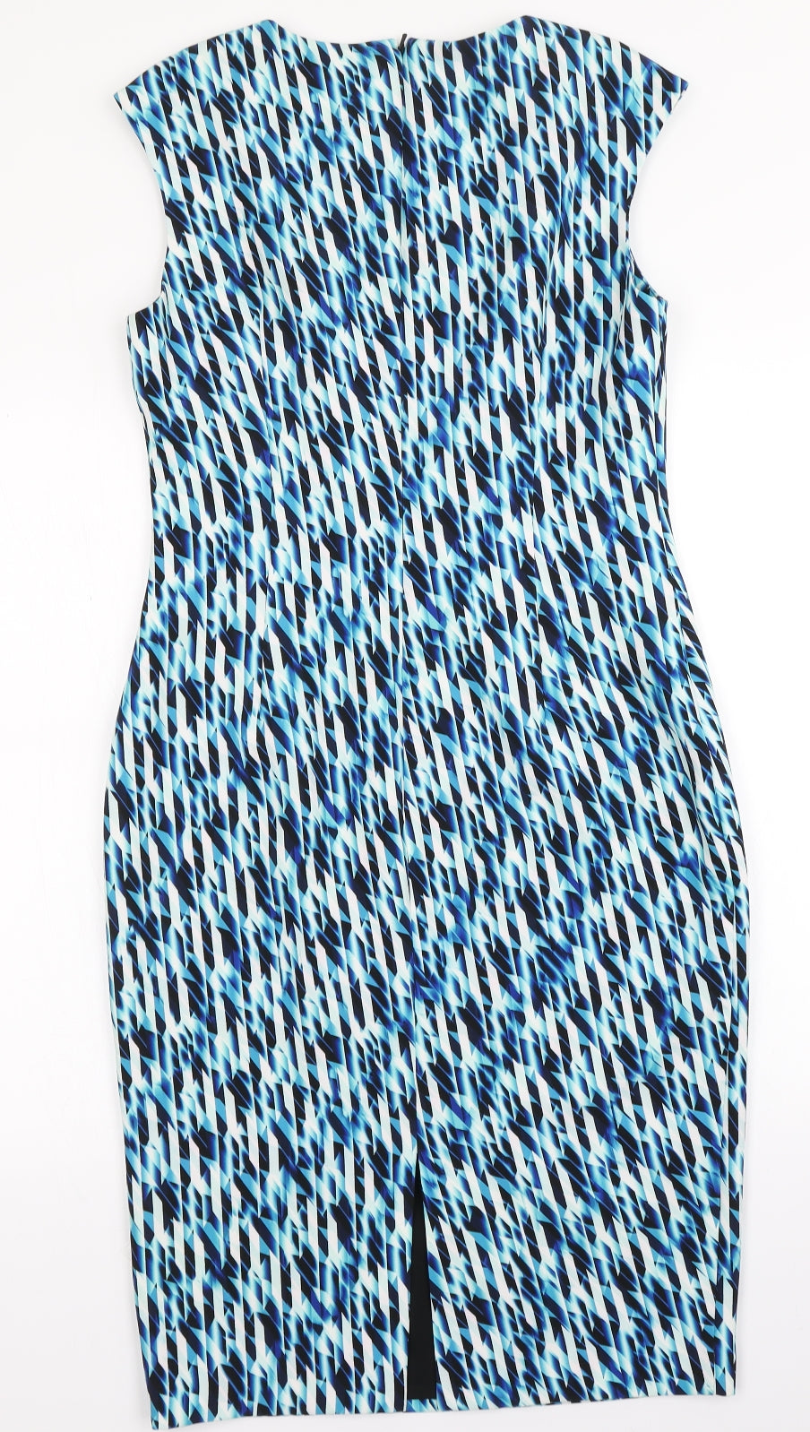 Per Una Womens Blue Geometric  Pencil Dress  Size 12