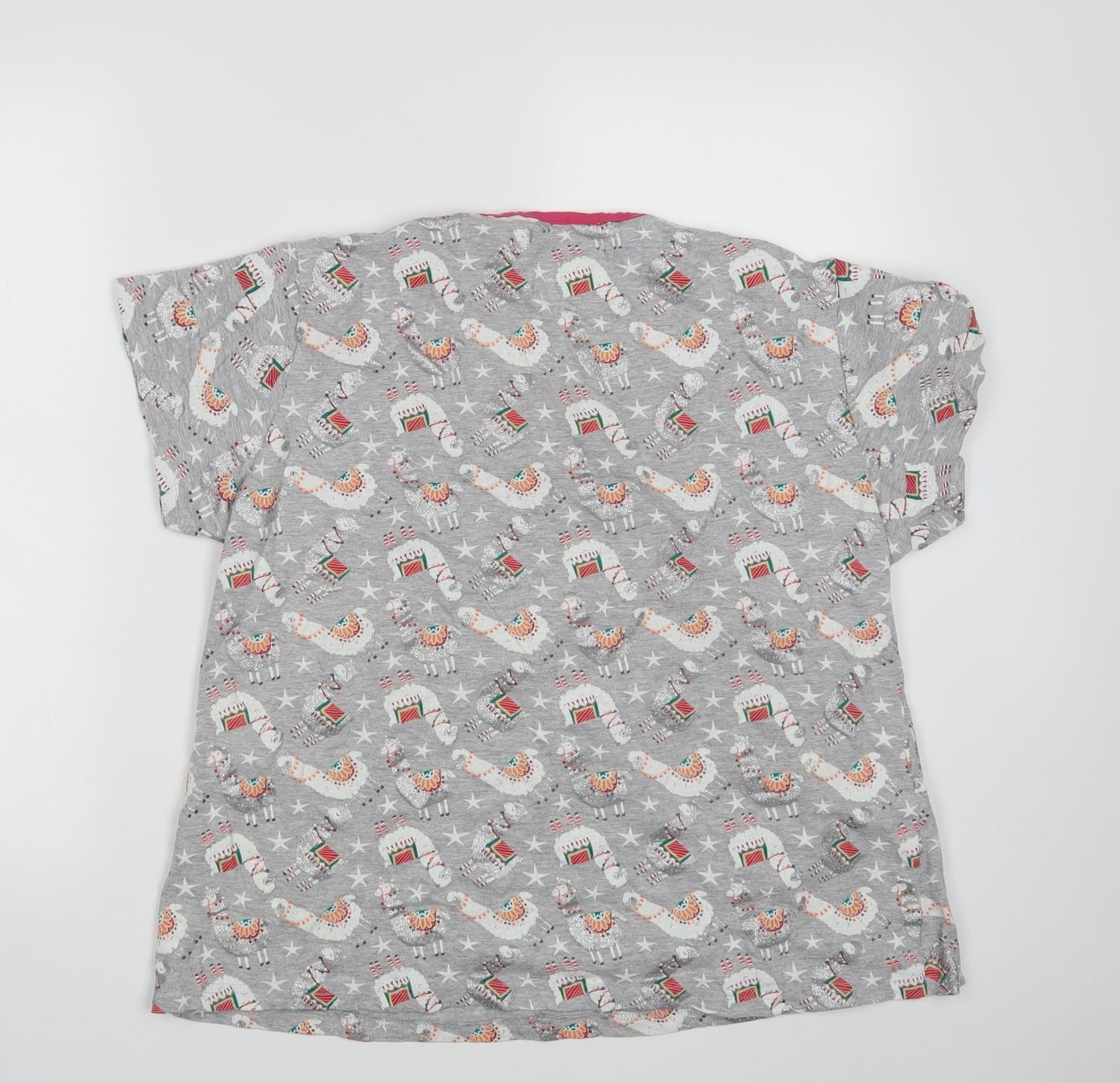 Peacocks Womens Grey Floral  Top Pyjama Top Size 18  - Seasonal Christmas Festive Holiday