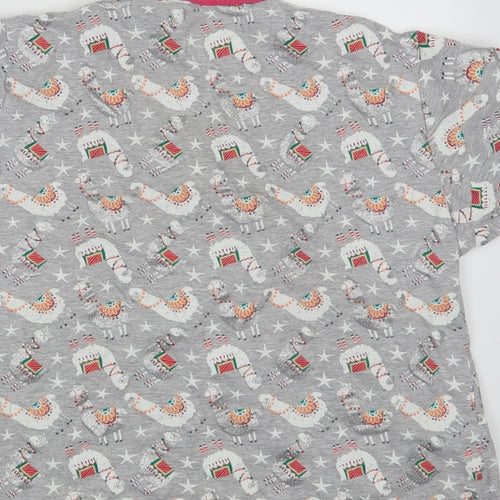 Peacocks Womens Grey Floral  Top Pyjama Top Size 18  - Seasonal Christmas Festive Holiday