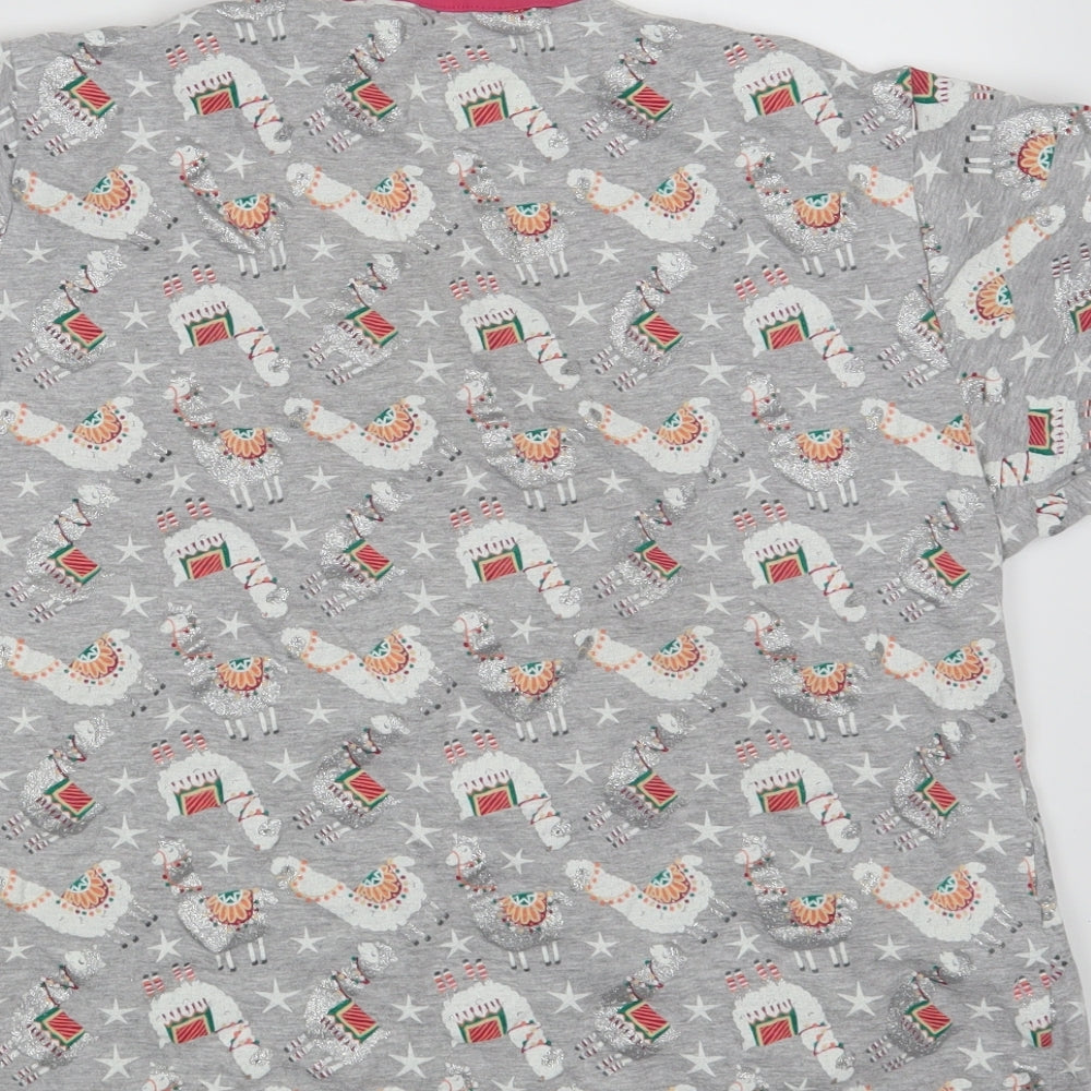 Peacocks Womens Grey Floral  Top Pyjama Top Size 18  - Seasonal Christmas Festive Holiday