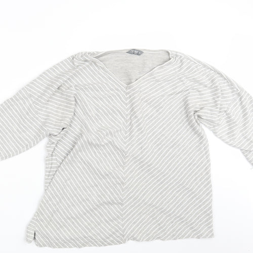 Nutmeg Womens Grey Striped  Pullover Sweatshirt Size 18