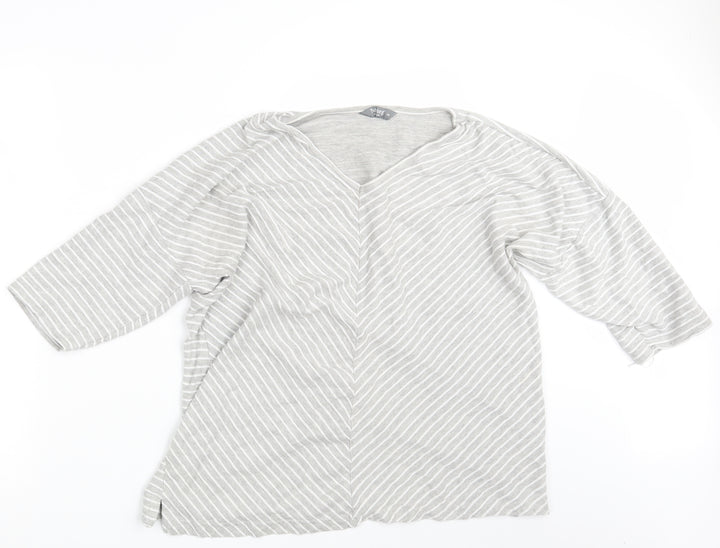 Nutmeg Womens Grey Striped Pullover Sweatshirt Size 18