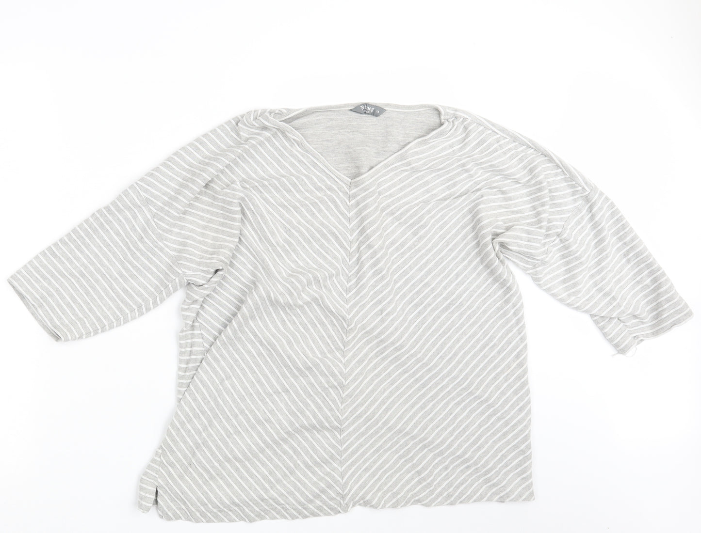 Nutmeg Womens Grey Striped  Pullover Sweatshirt Size 18