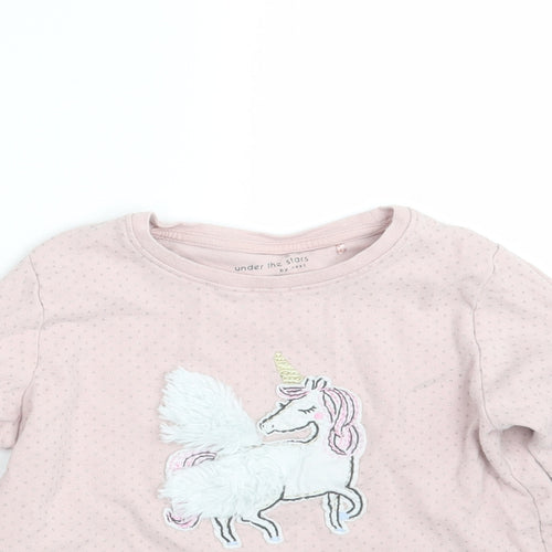 NEXT Girls Pink Polka Dot  Top Pyjama Top Size 10-11 Years  - Unicorn