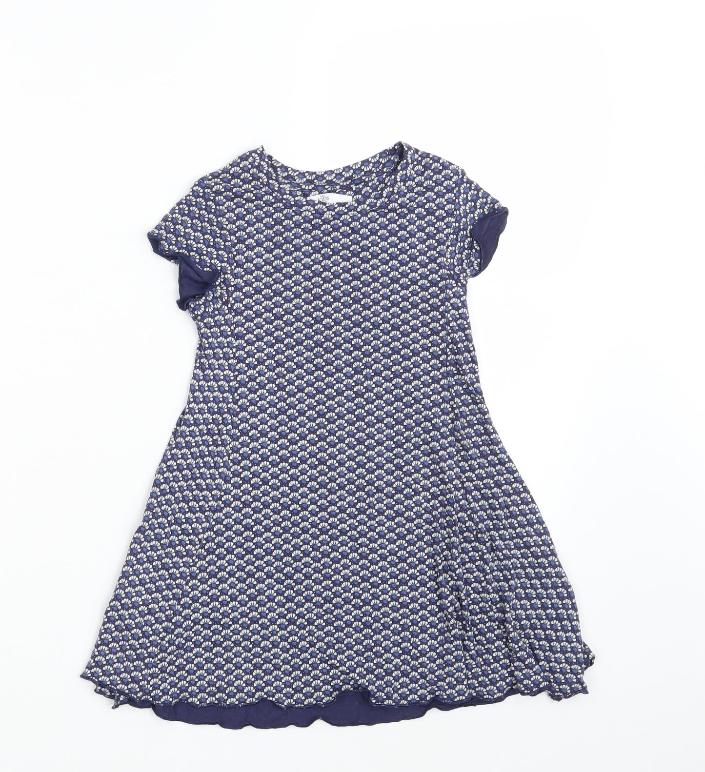 M&S Girls Blue Fair Isle  A-Line  Size 3-4 Years