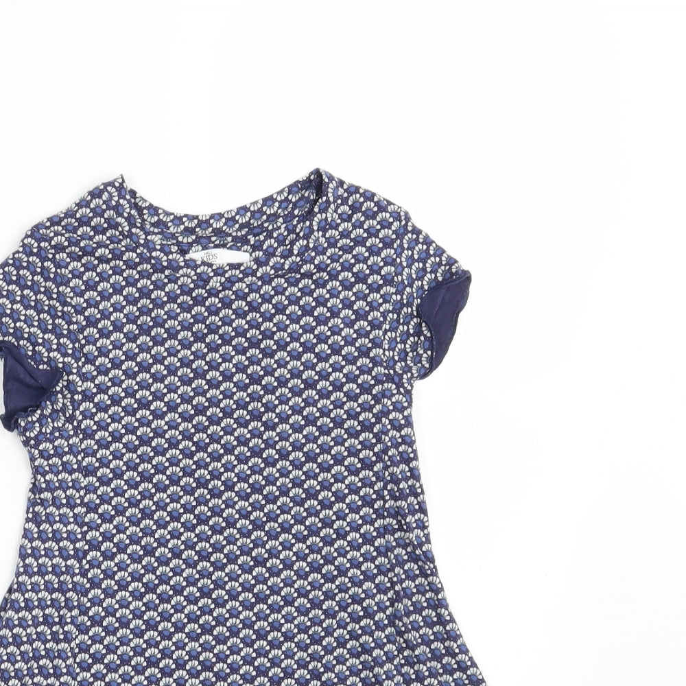 M&S Girls Blue Fair Isle  A-Line  Size 3-4 Years