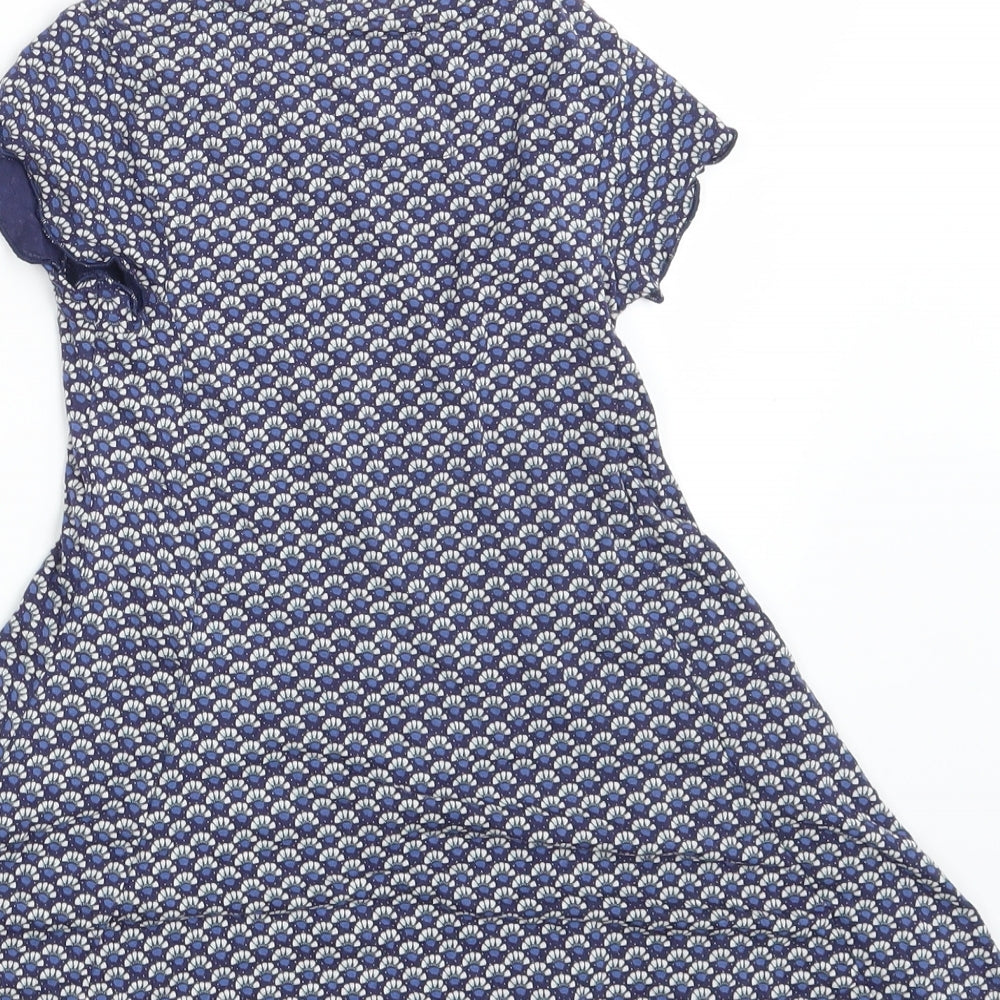 M&S Girls Blue Fair Isle  A-Line  Size 3-4 Years