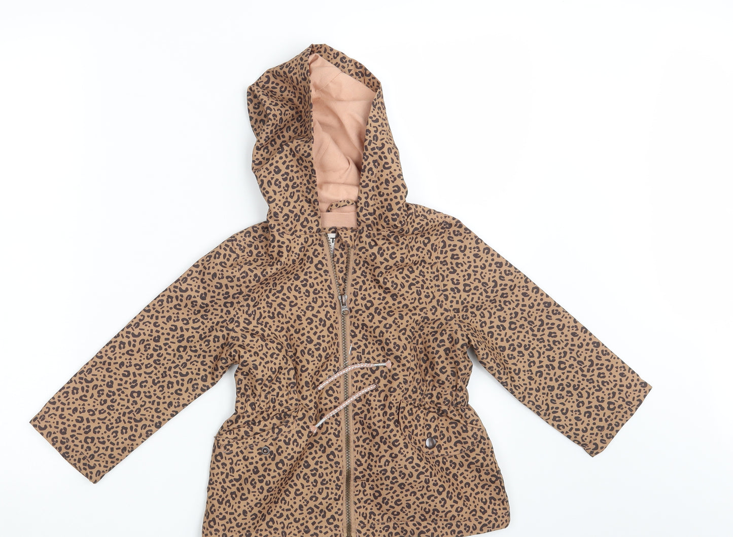 TU Girls Brown Animal Print  Jacket  Size 3-4 Years