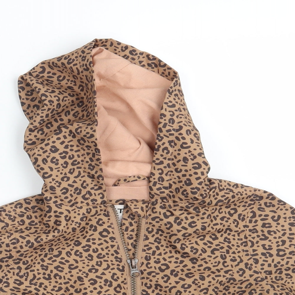 TU Girls Brown Animal Print  Jacket  Size 3-4 Years