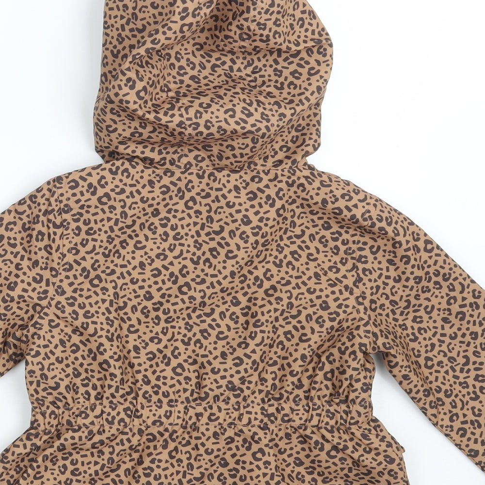 TU Girls Brown Animal Print  Jacket  Size 3-4 Years