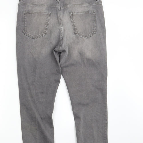 M&S Womens Grey  Denim Straight Jeans Size 14 L25 in