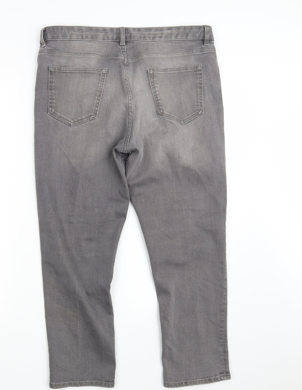 M&S Womens Grey  Denim Straight Jeans Size 14 L25 in