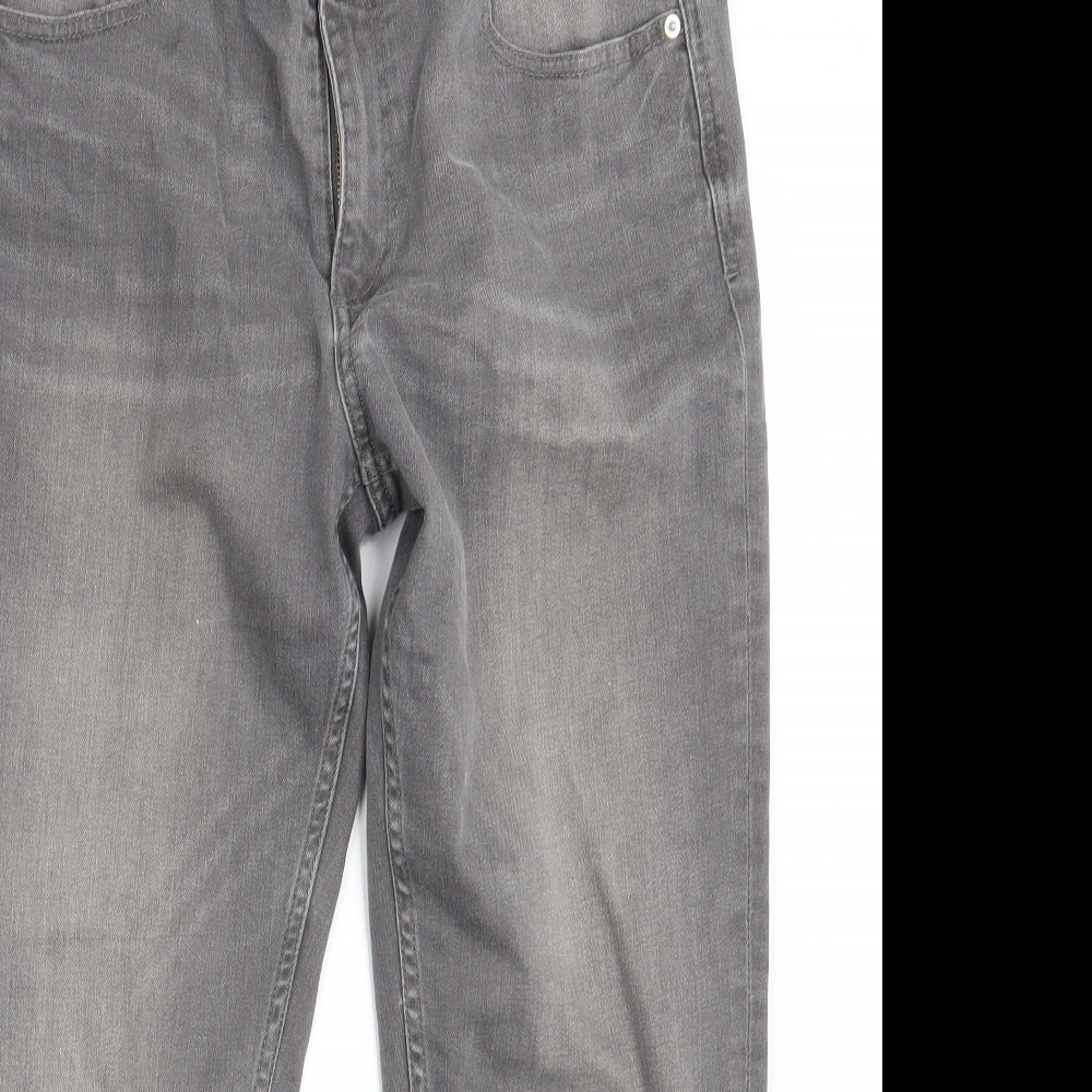 M&S Womens Grey  Denim Straight Jeans Size 14 L25 in