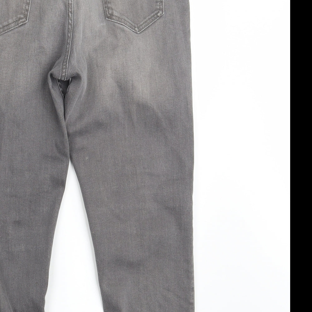 M&S Womens Grey  Denim Straight Jeans Size 14 L25 in