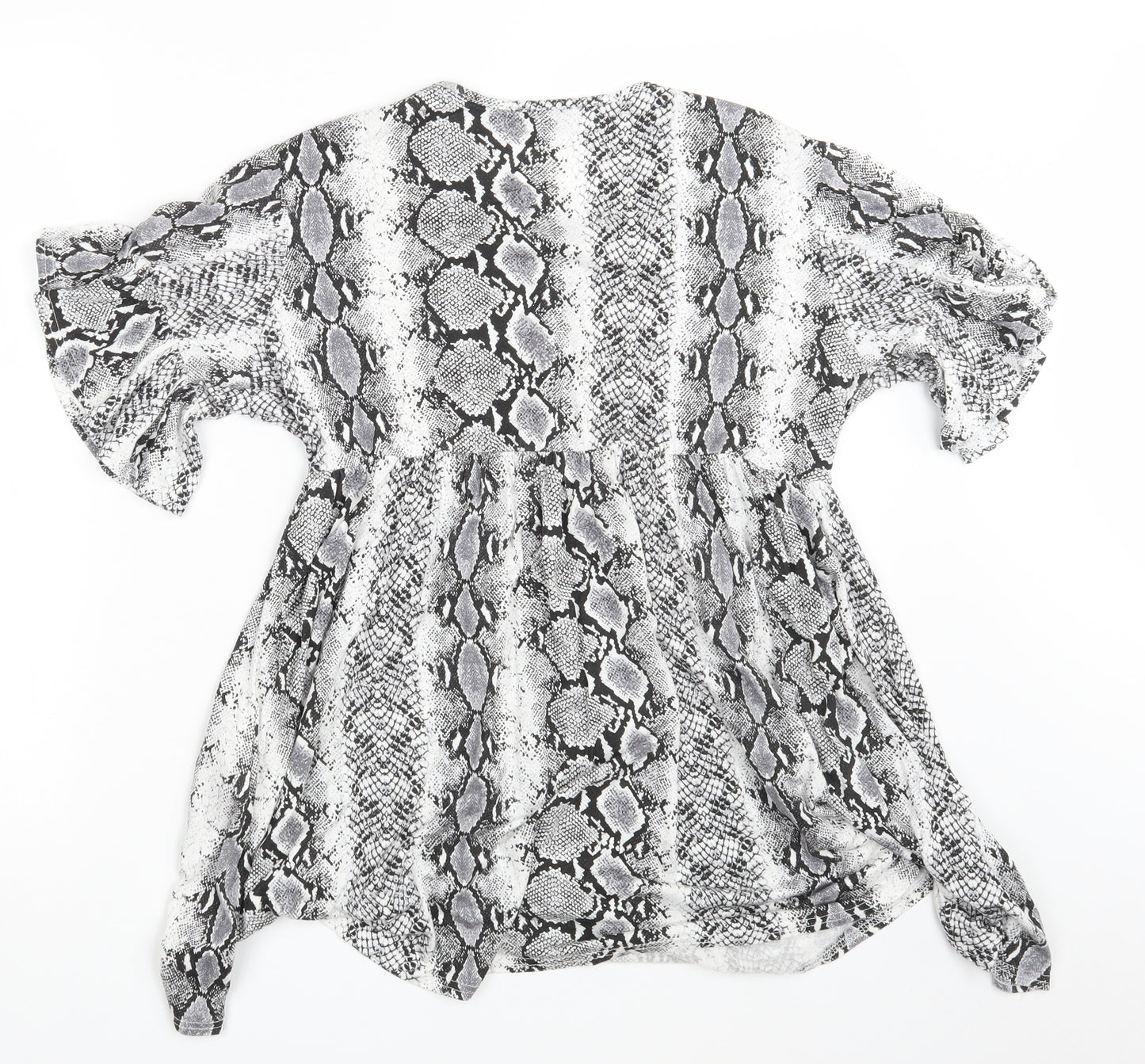 Boohoo Womens White Animal Print  Basic Blouse Size 12
