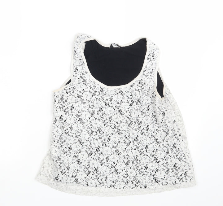 Select Womens White Fair Isle  Basic Tank Size 12
