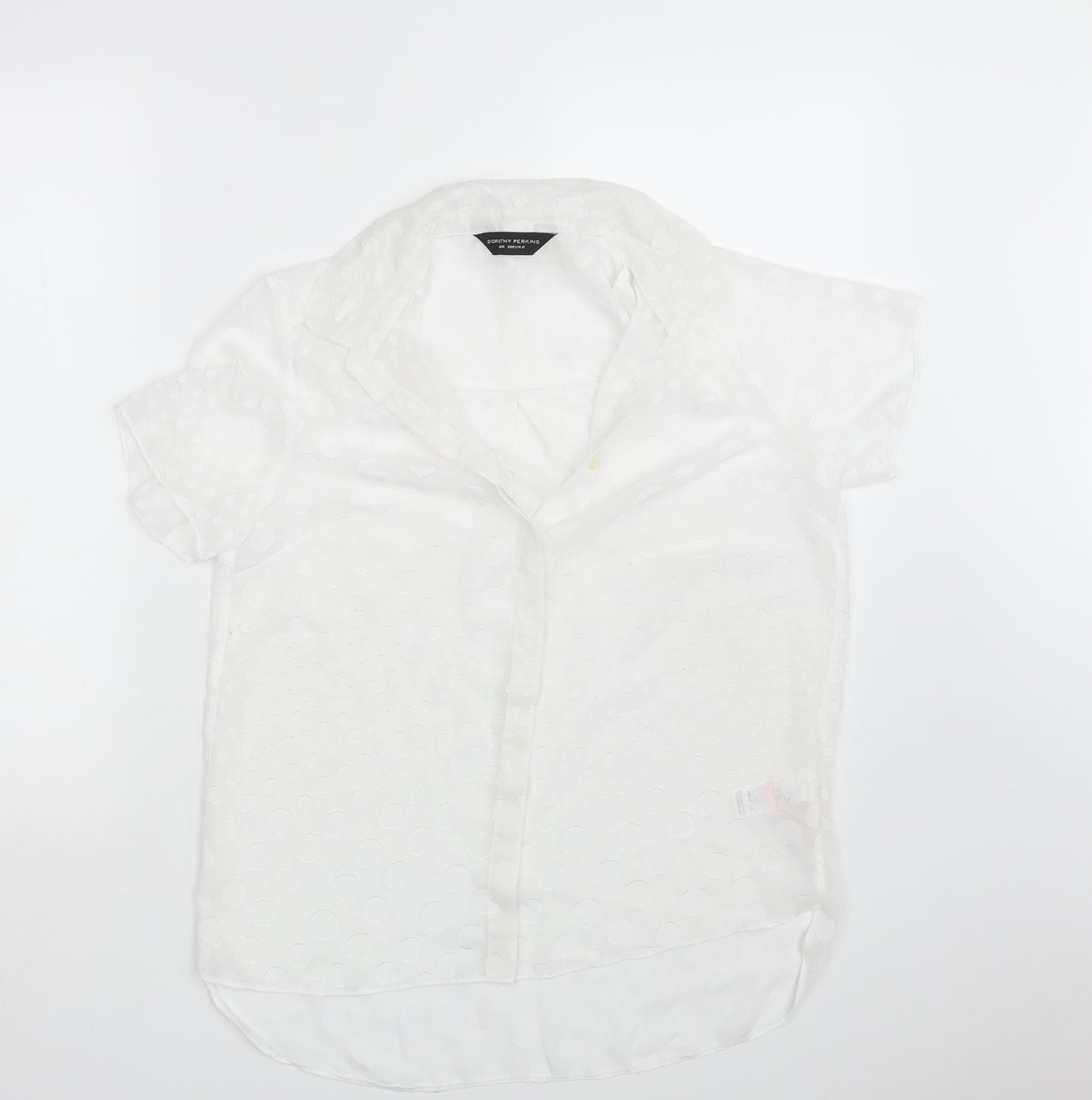 Dorothy Perkins Womens White Polka Dot  Basic Button-Up Size 10
