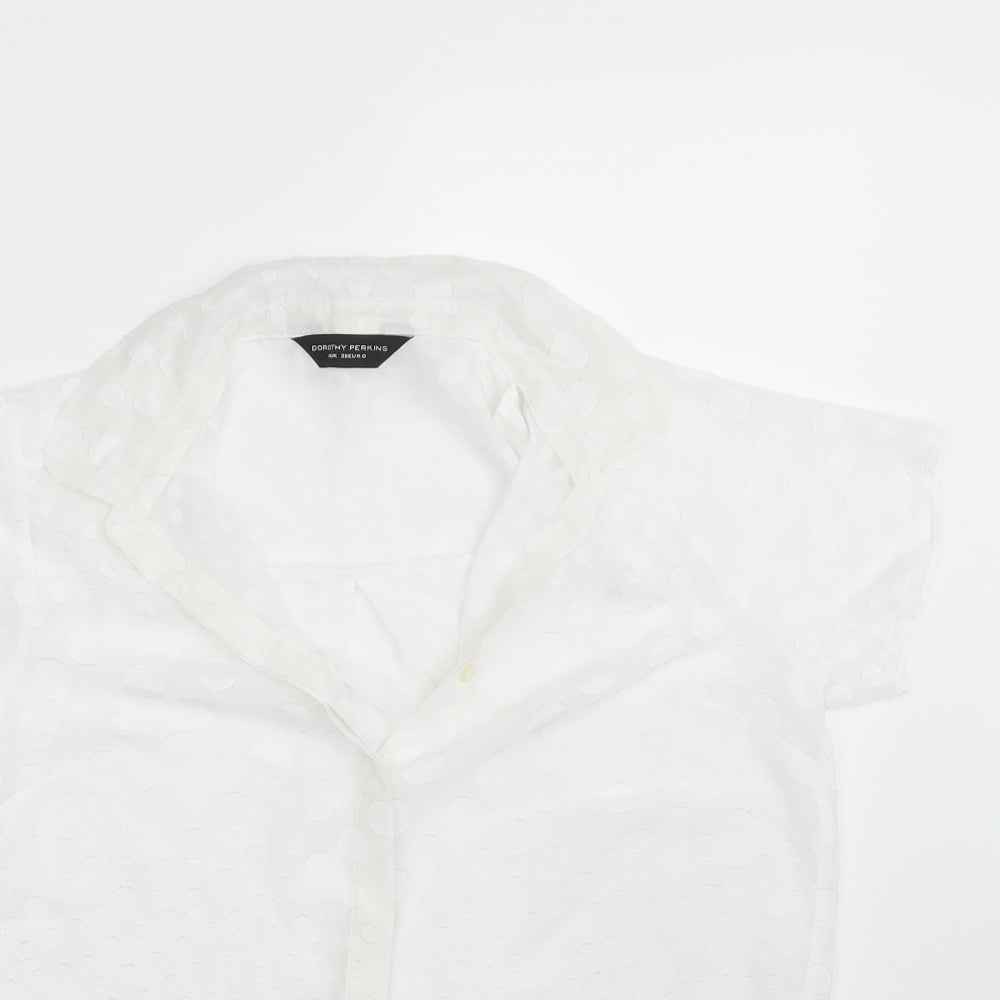 Dorothy Perkins Womens White Polka Dot  Basic Button-Up Size 10