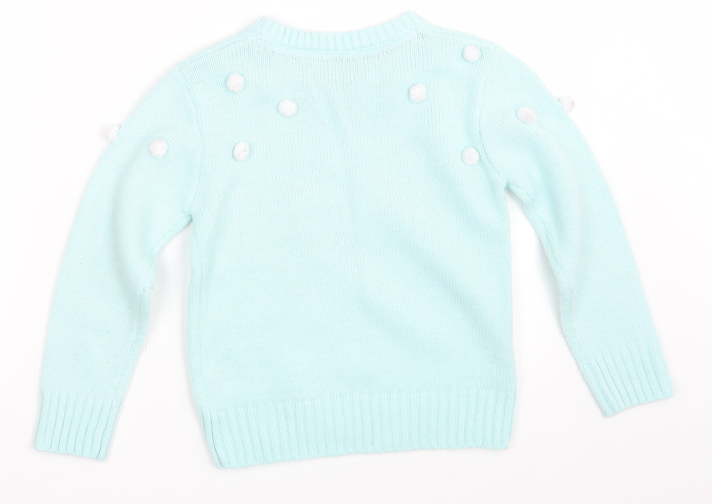 FESTIVE FUN Girls Blue  Knit Pullover Jumper Size 6 Years  - Seasonal Christmas Festive Holiday