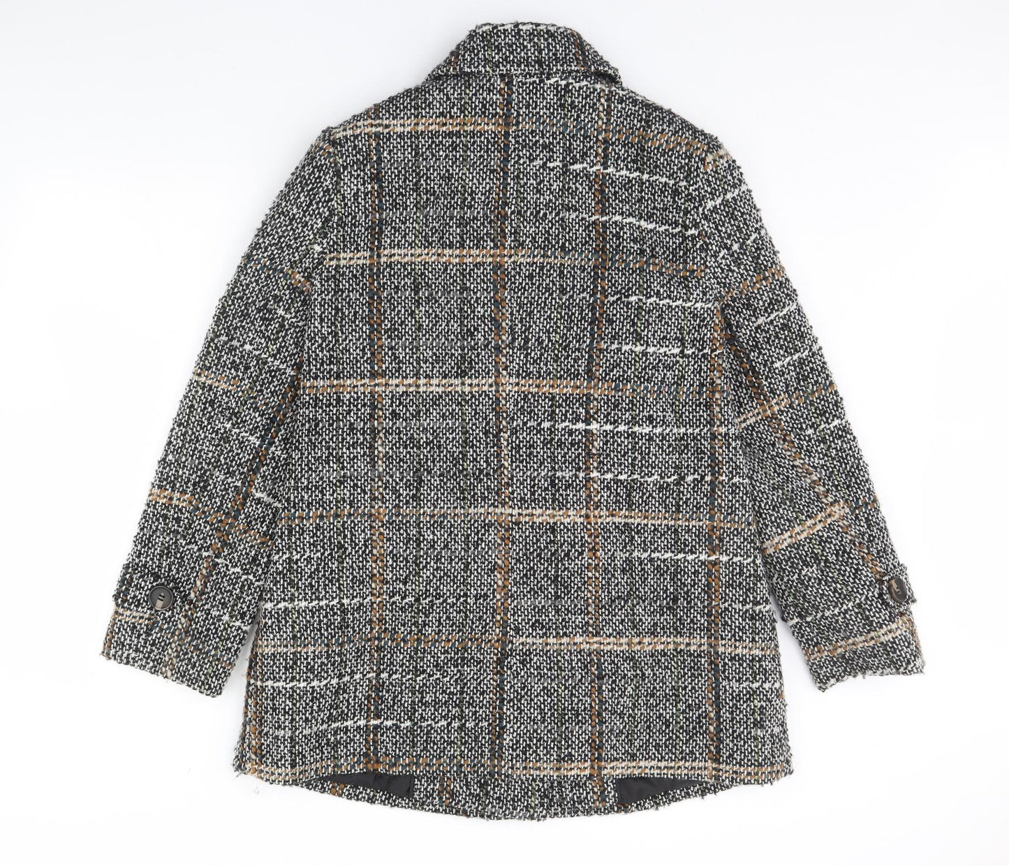 m&S Womens Black Check  Overcoat Coat Size 14