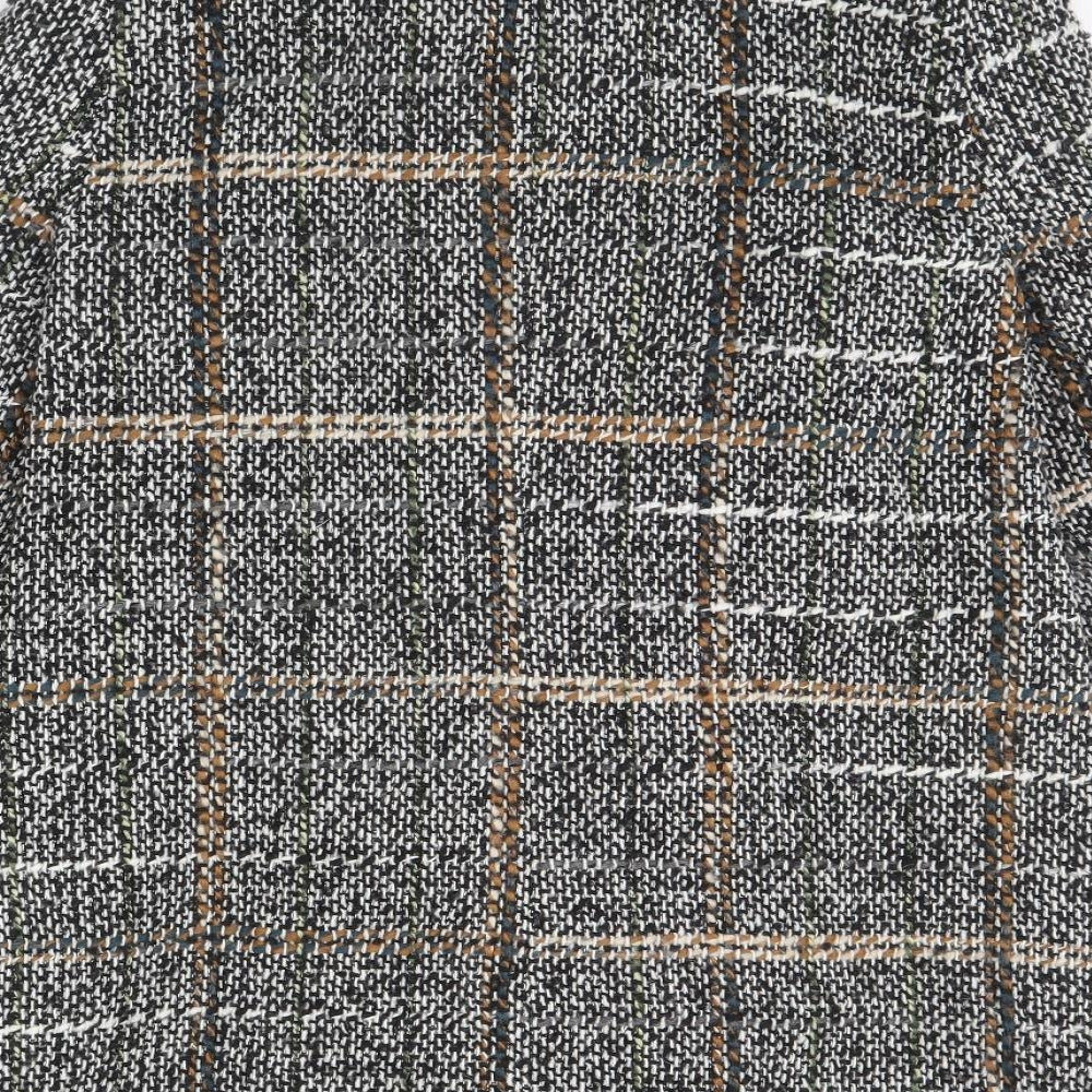 m&S Womens Black Check  Overcoat Coat Size 14