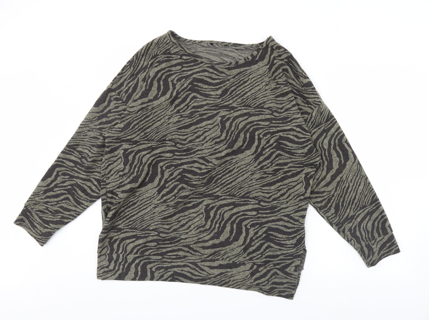 Peacocks Womens Green Animal Print  Pullover Jumper Size 16