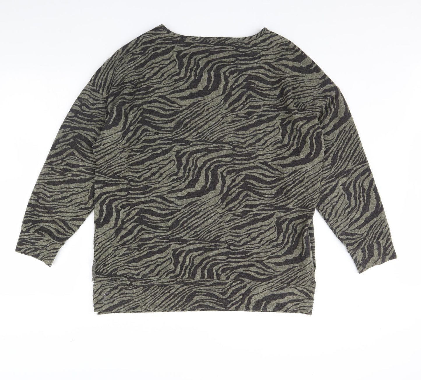 Peacocks Womens Green Animal Print  Pullover Jumper Size 16