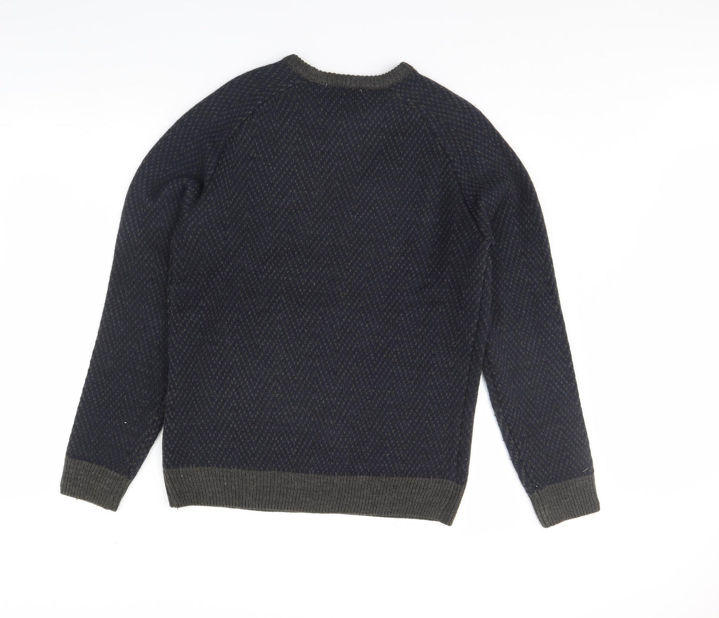 Cedar Wood State Mens Blue Herringbone  Pullover Jumper Size M
