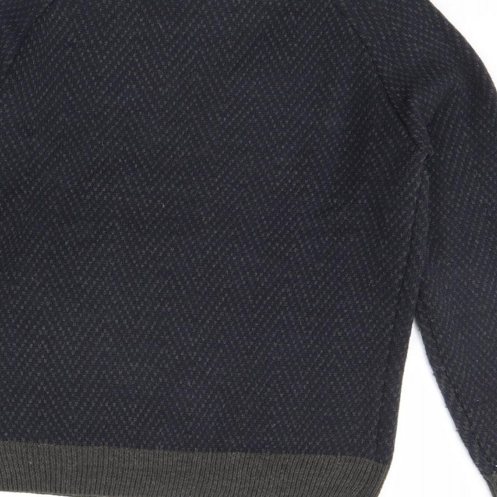 Cedar Wood State Mens Blue Herringbone  Pullover Jumper Size M