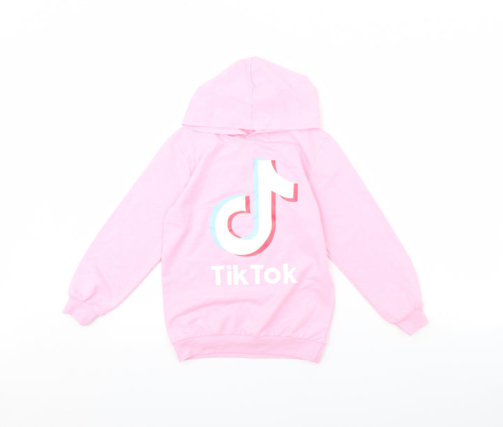 Preworn Girls Pink   Pullover Hoodie Size 8 Years  - TIKTOK