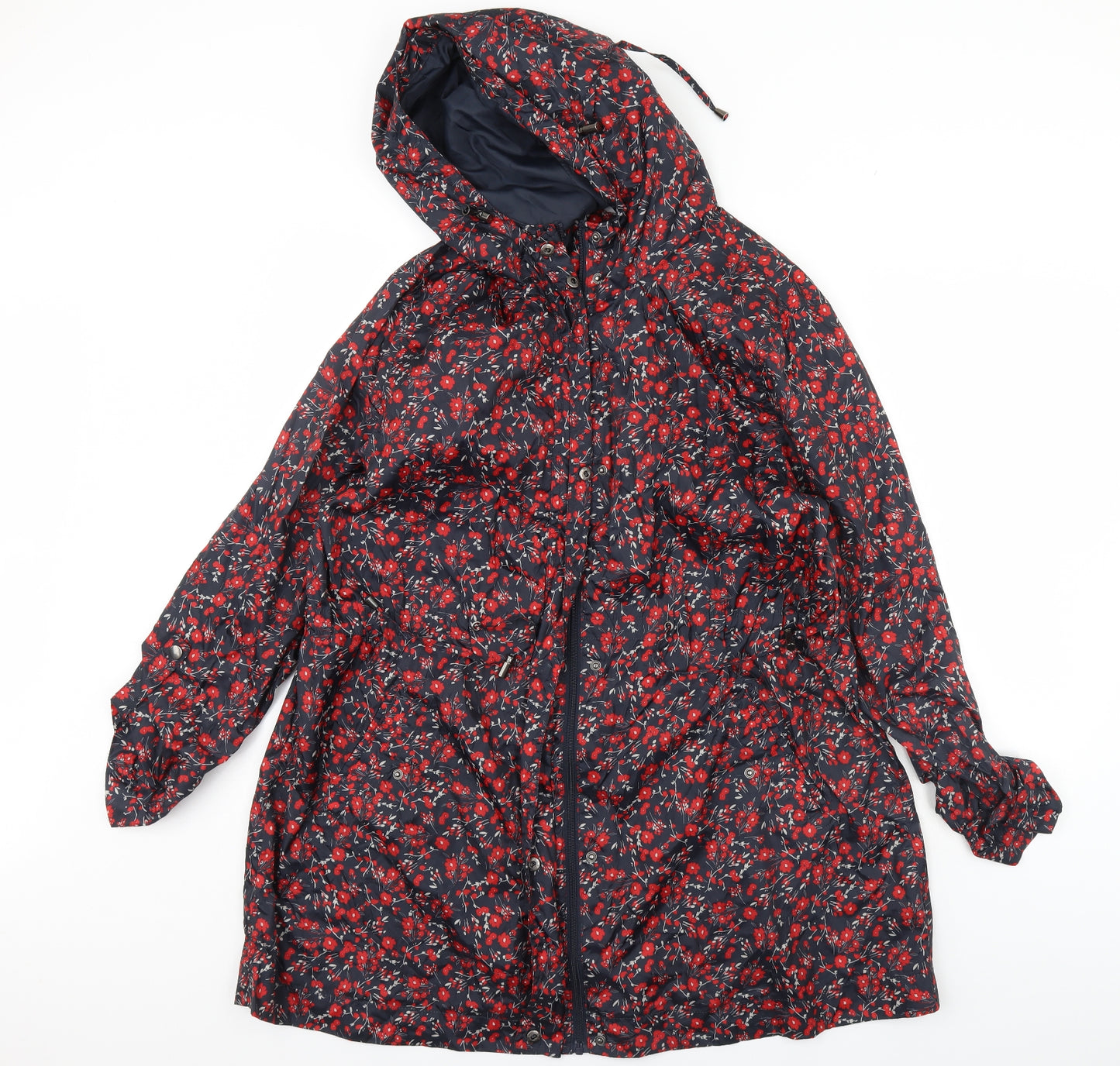 TU Womens Black Floral  Rain Coat Coat Size L