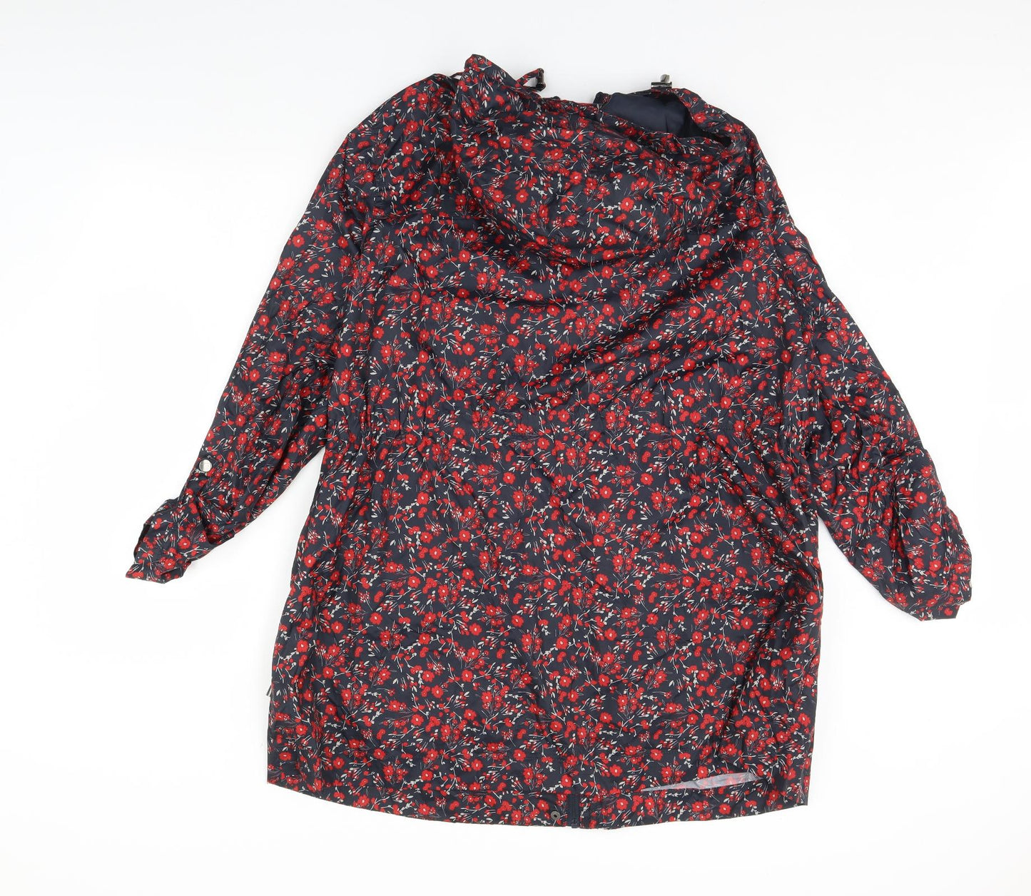 TU Womens Black Floral  Rain Coat Coat Size L