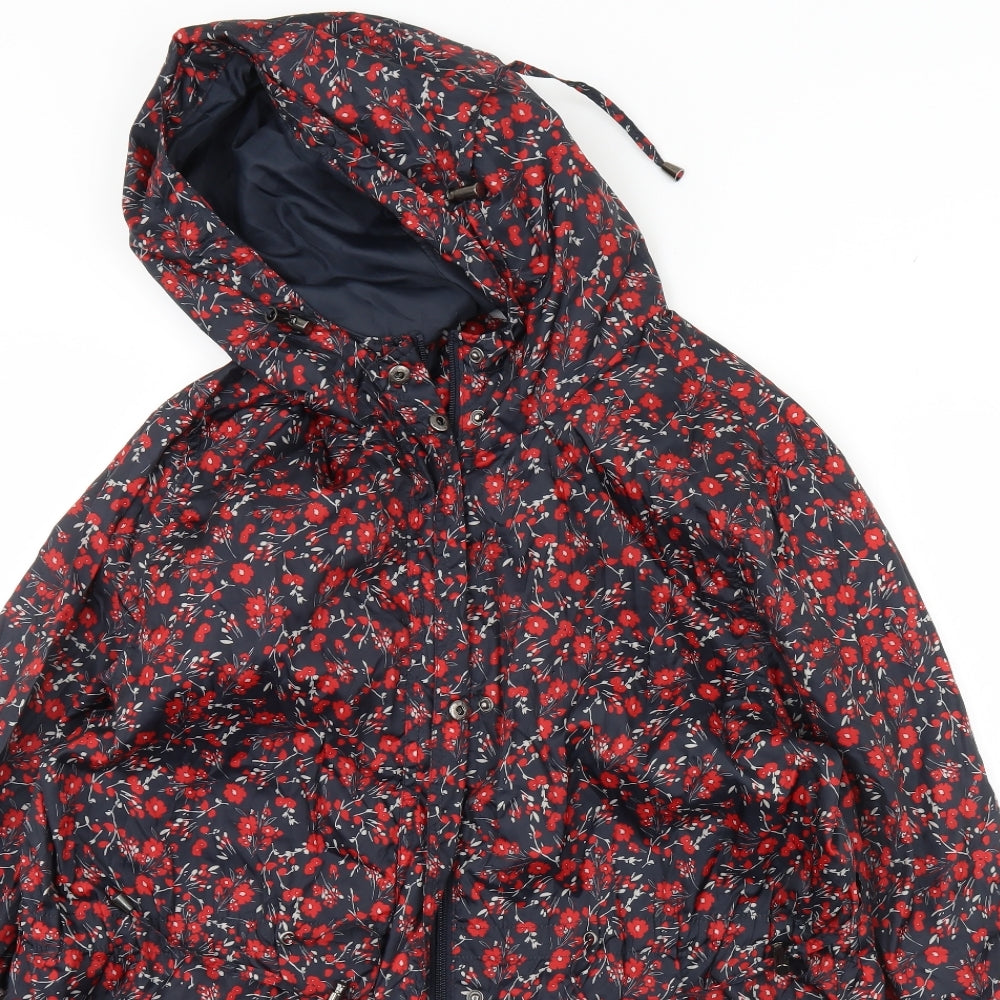 TU Womens Black Floral  Rain Coat Coat Size L