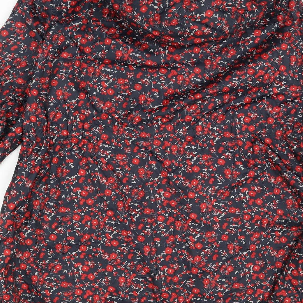 TU Womens Black Floral  Rain Coat Coat Size L