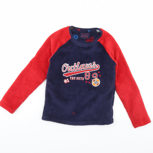 Primark Boys Blue Solid Fleece  Pyjama Top Size 6 Years