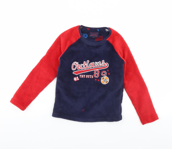 Primark Boys Blue Solid Fleece Pyjama Top Size 6 Years