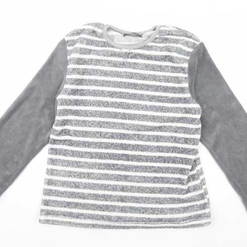 Hudson's Bay Womens Grey Striped Fleece Cami Pyjama Top Size L