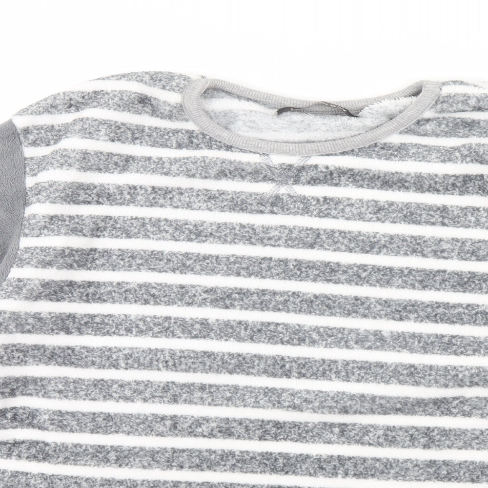 Hudson's Bay Womens Grey Striped Fleece Cami Pyjama Top Size L