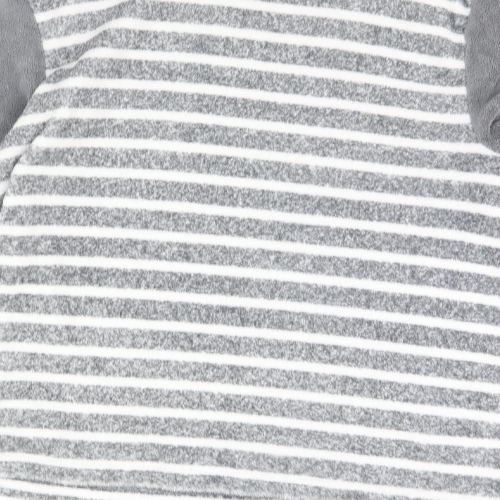 Hudson's Bay Womens Grey Striped Fleece Cami Pyjama Top Size L