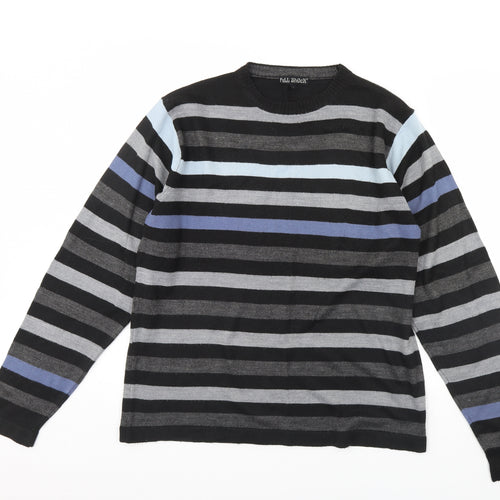 Full shock Mens Black Striped  Pullover Jumper Size L