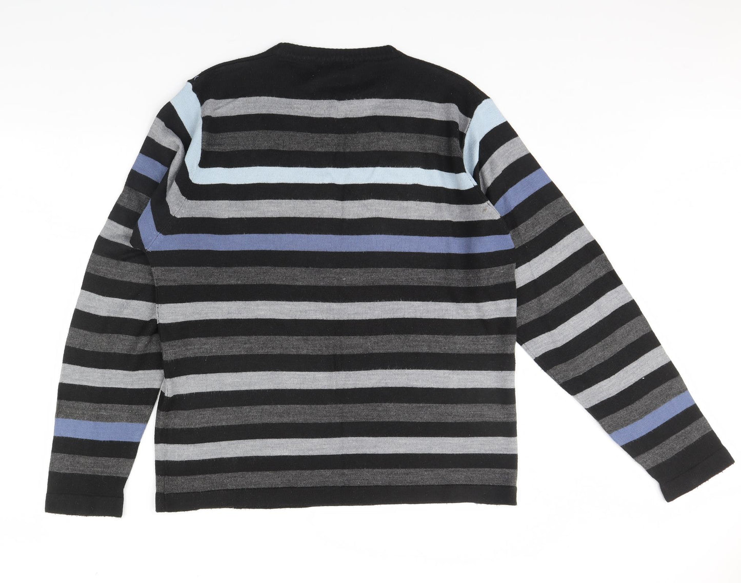 Full shock Mens Black Striped  Pullover Jumper Size L