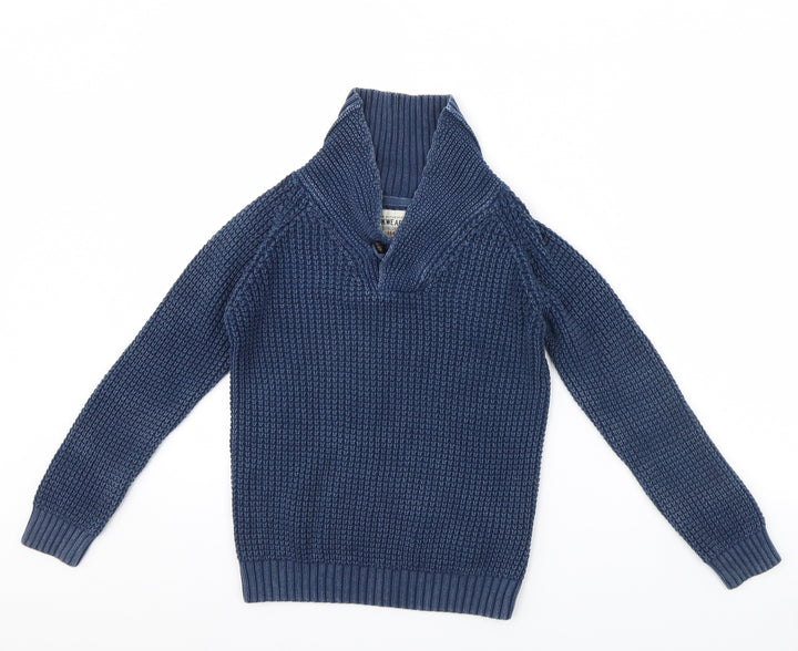 M&S Boys Blue Henley Jumper Size 9 Years